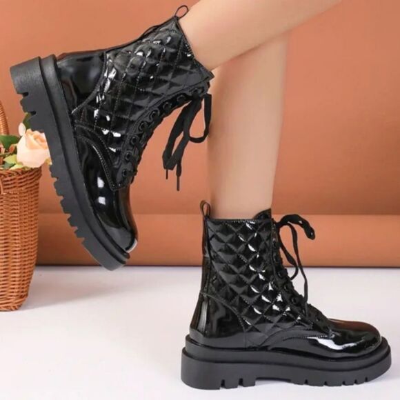 Women's quilted combat boot sz 10.5 - Picture 11 of 14